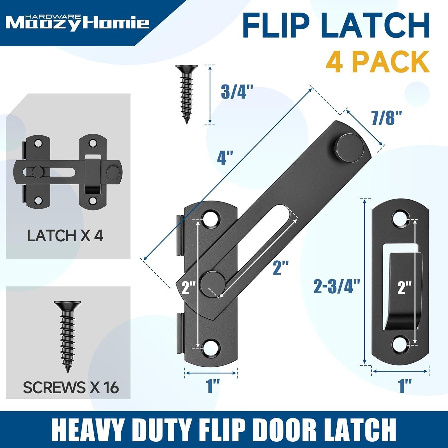 Cierre de Puerta Deslizante MaozyHomie 4 Pzas Acero Inoxidable