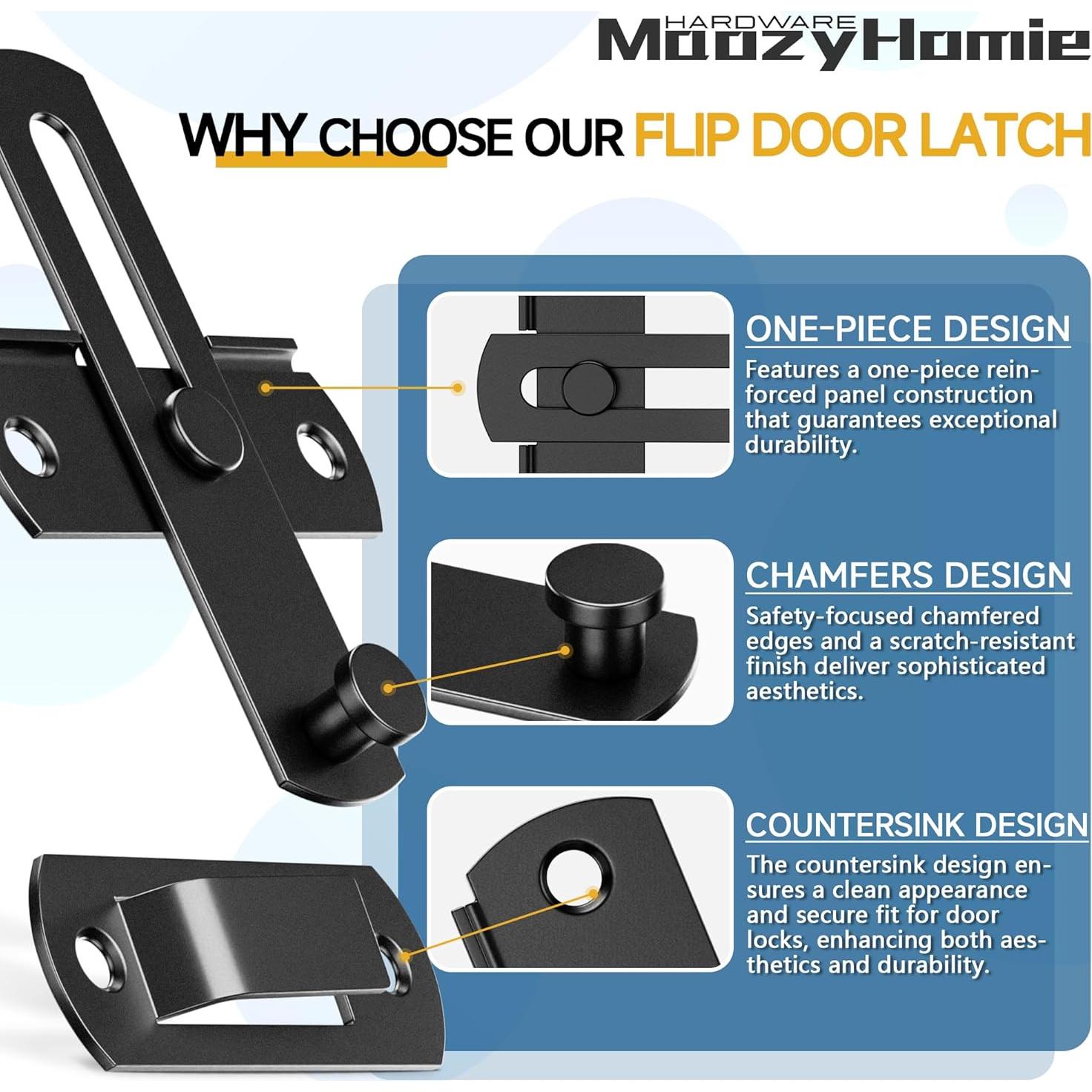 Cierre de Puerta Deslizante MaozyHomie 4 Pzas Acero Inoxidable