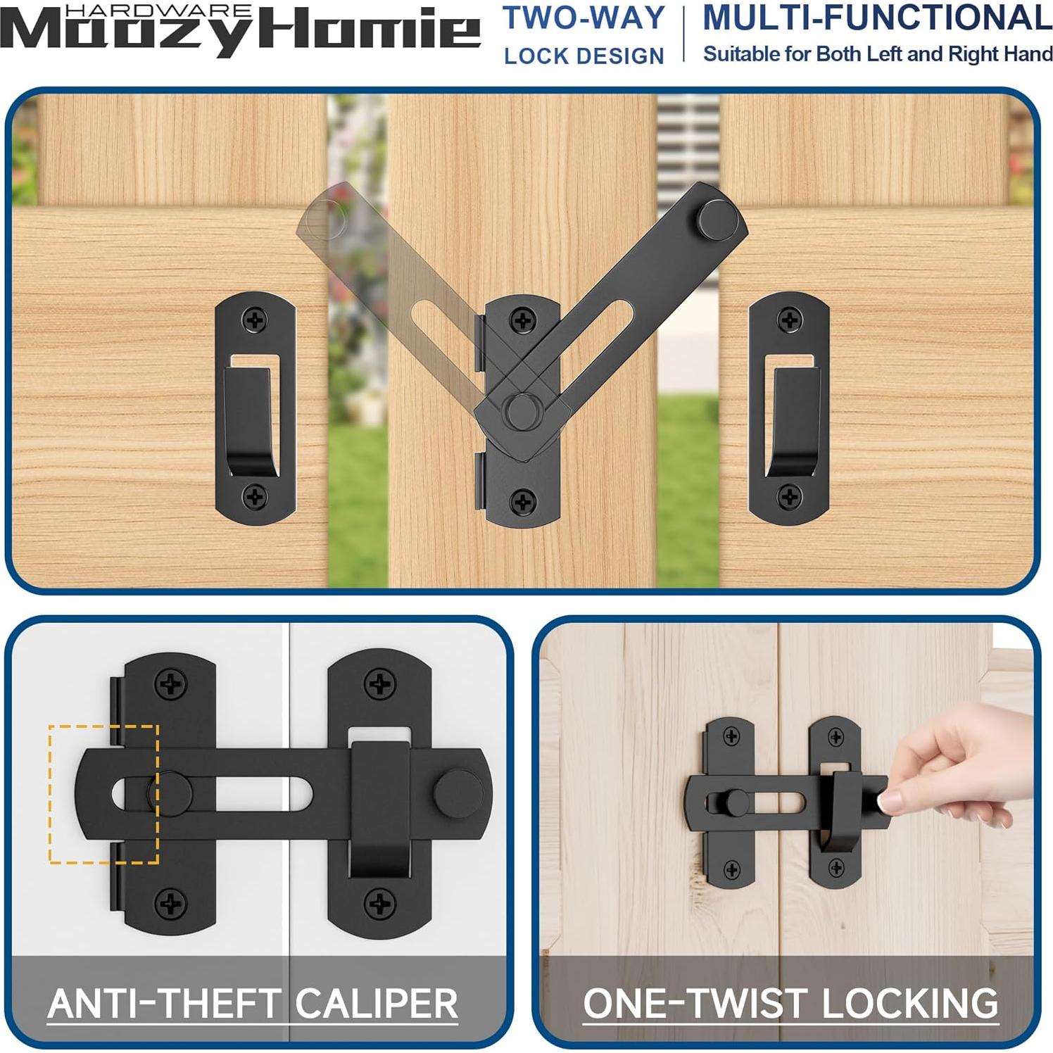 Cierre de Puerta Deslizante MaozyHomie 4 Pzas Acero Inoxidable