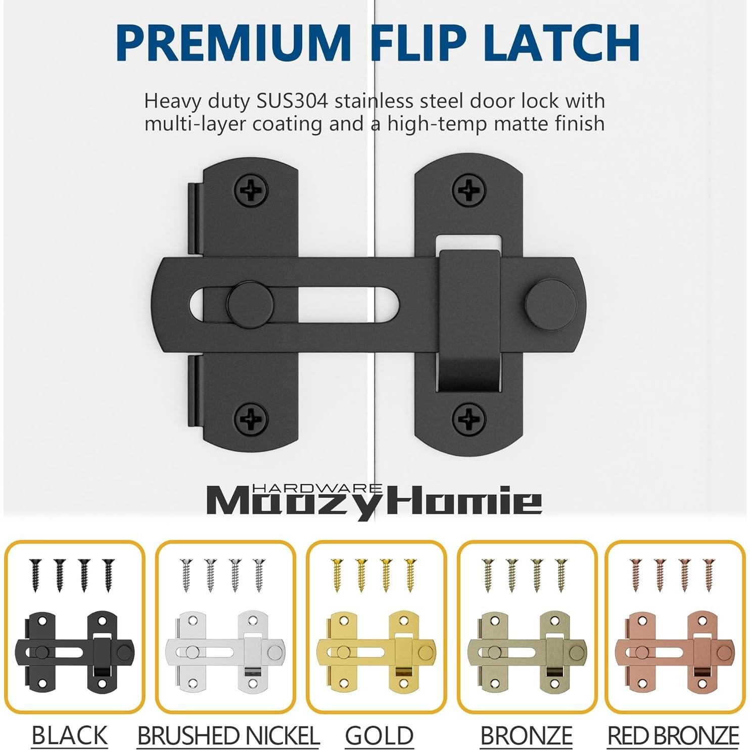 Cierre de Puerta Deslizante MaozyHomie 4 Pzas Acero Inoxidable