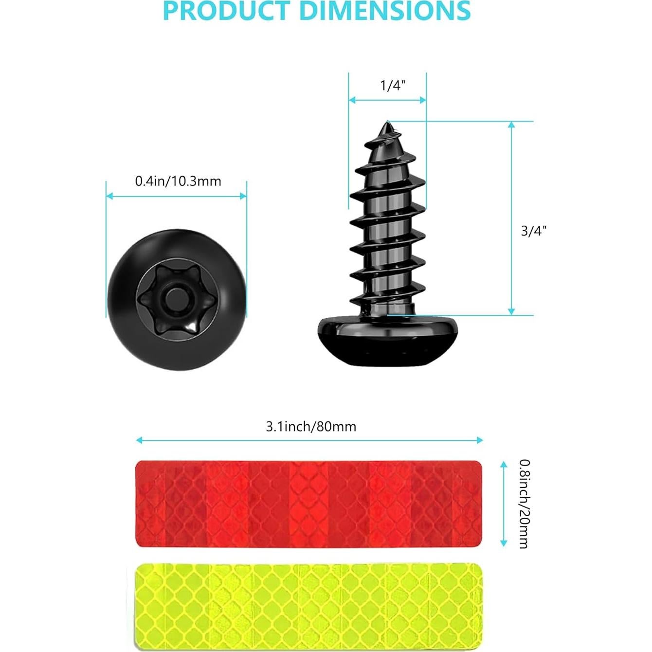 Tornillos de Placa de Licencia Antirrobo NJNYLLC M6 Negro