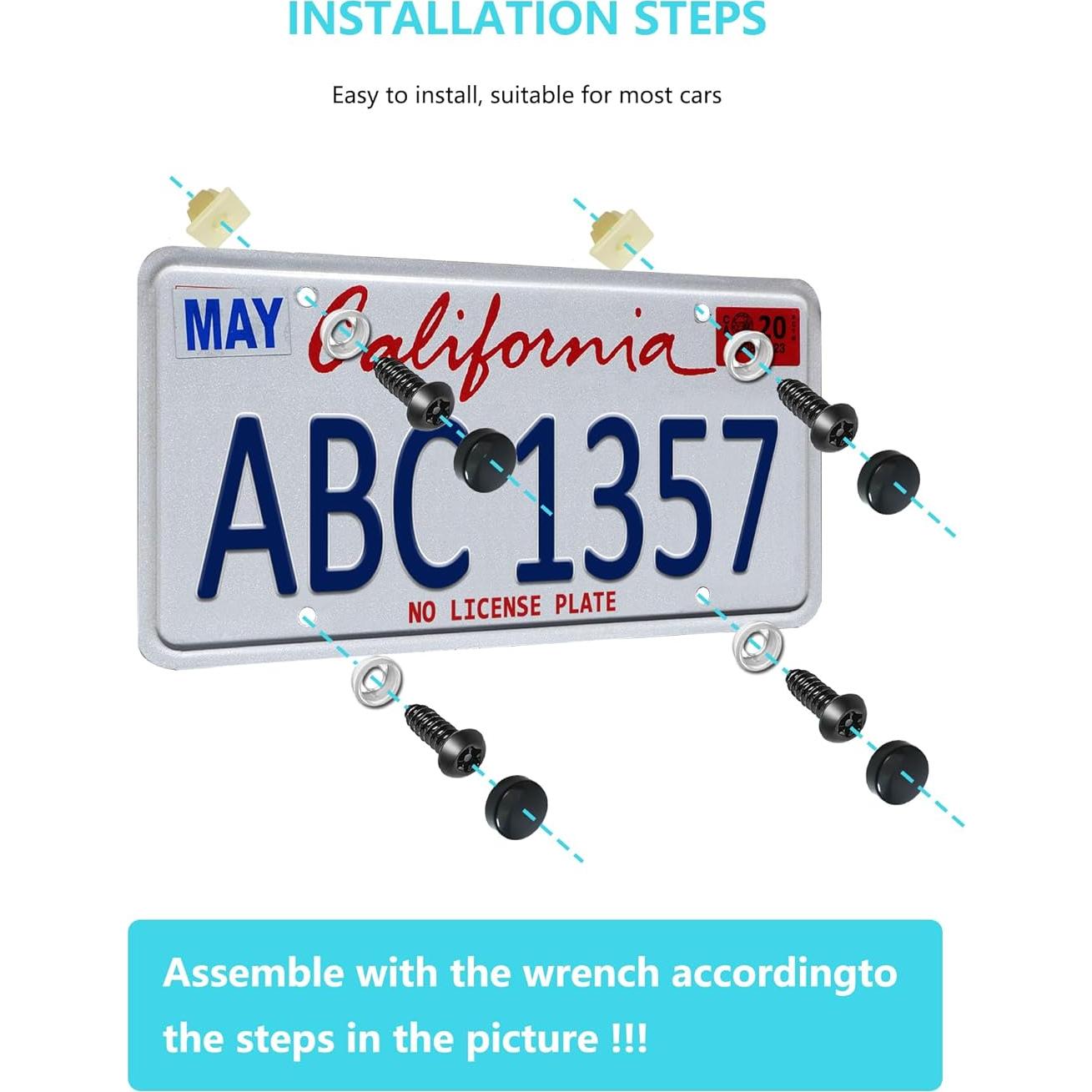 Tornillos de Placa de Licencia Antirrobo NJNYLLC M6 Negro