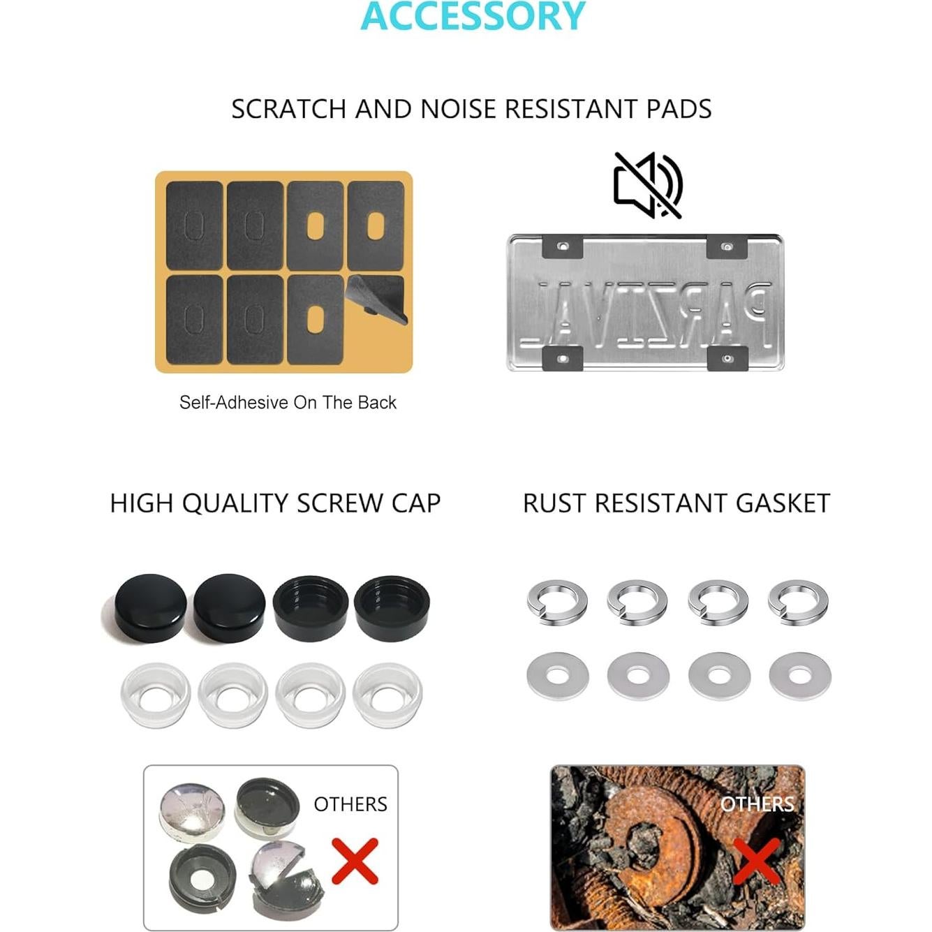 Tornillos de Placa de Licencia Antirrobo NJNYLLC M6 Negro