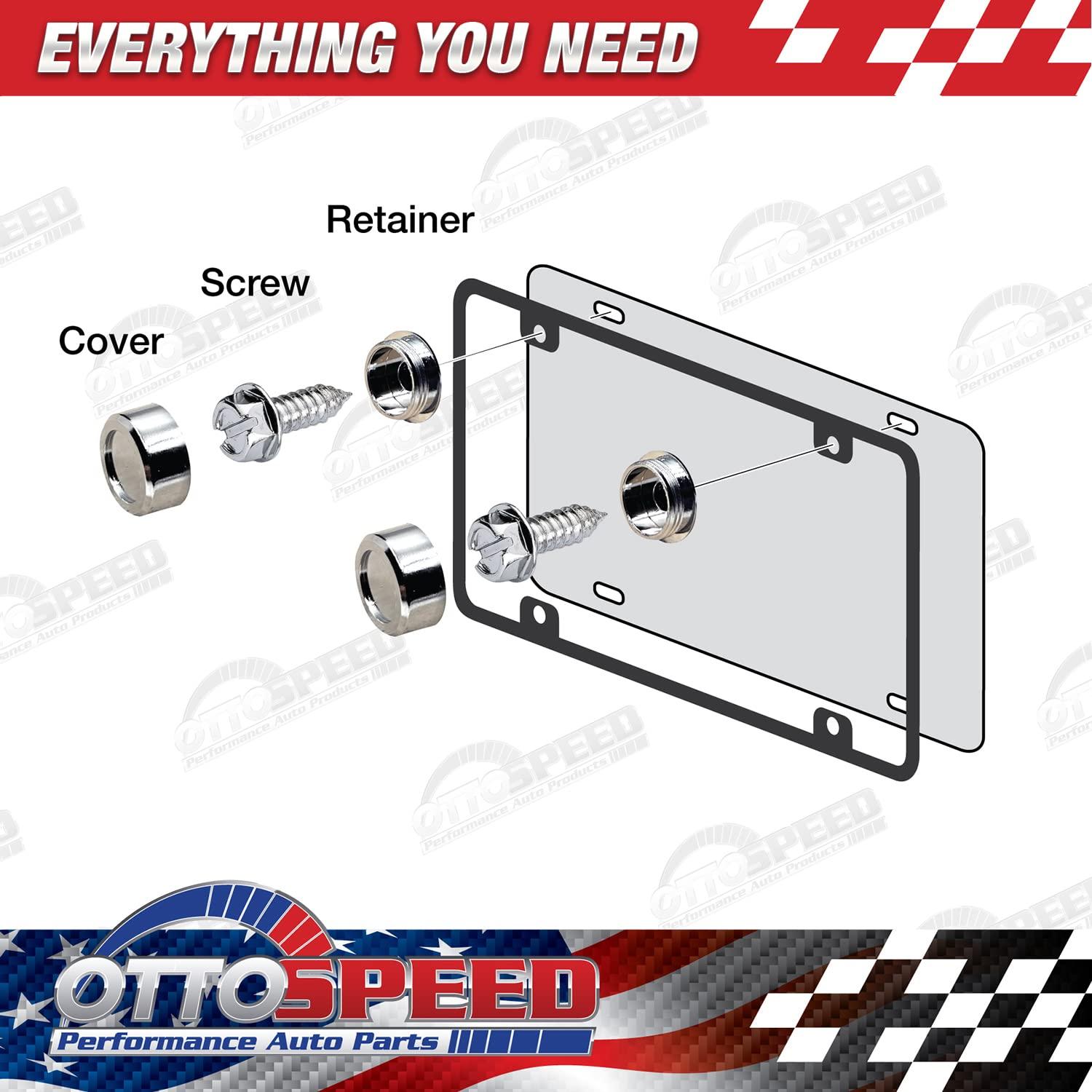 Kit de Tornillos y Tapas de Matrícula OttoSpeed - 12 Piezas Acero Inoxidable