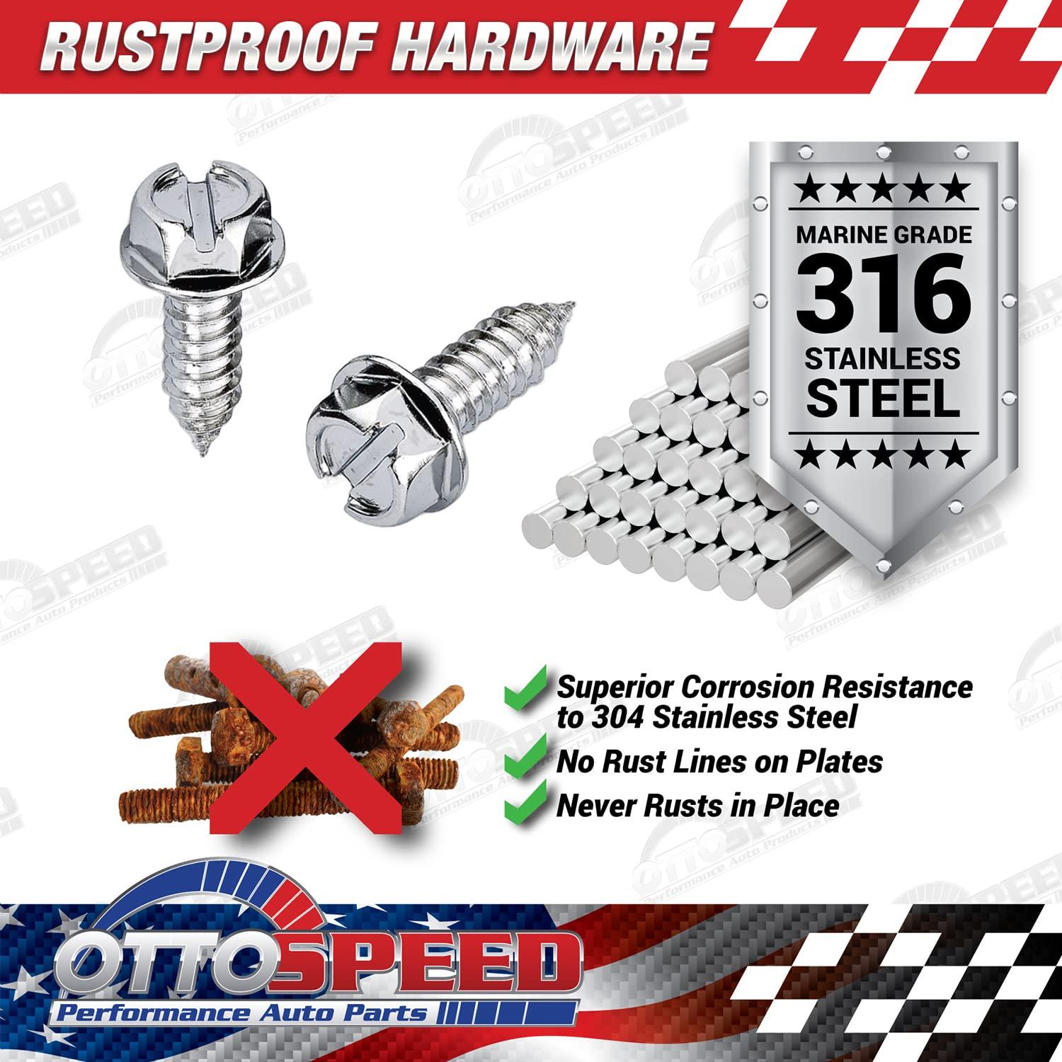 Kit de Tornillos y Tapas de Matrícula OttoSpeed - 12 Piezas Acero Inoxidable