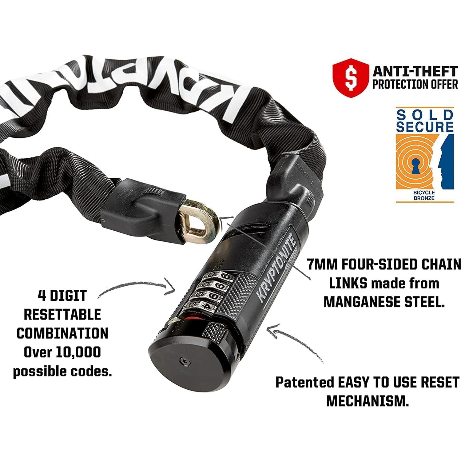 Candado de Cadena Kryptonite Keeper 712 Combo 120cm Antirrobo