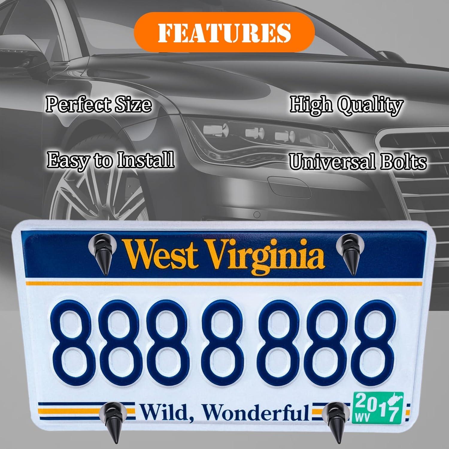 Kit de Sujetadores de Placa de Matrícula MEAJOO 4 Piezas Negro