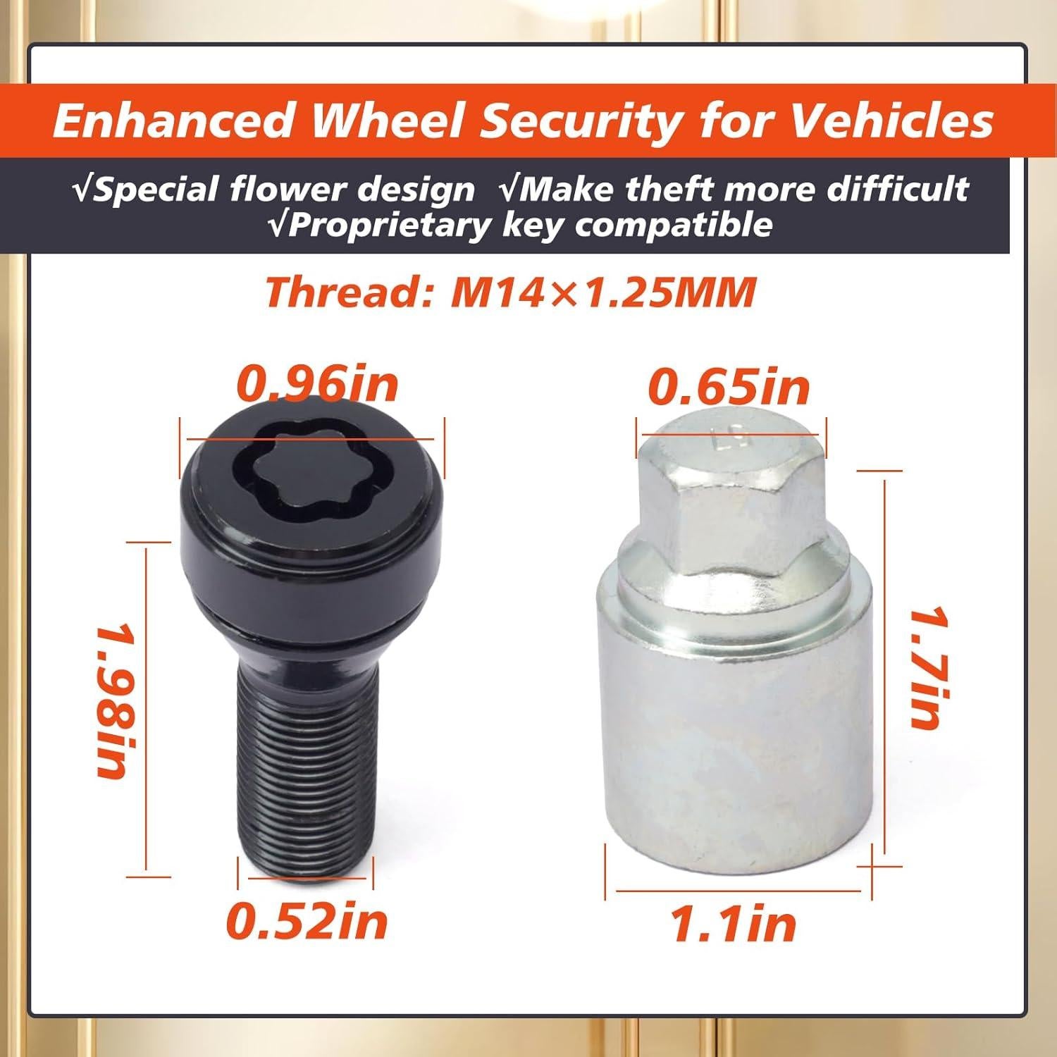 Bloques de Rueda Antirrobo M14 x 1.25mm Mhrxusd para BMW