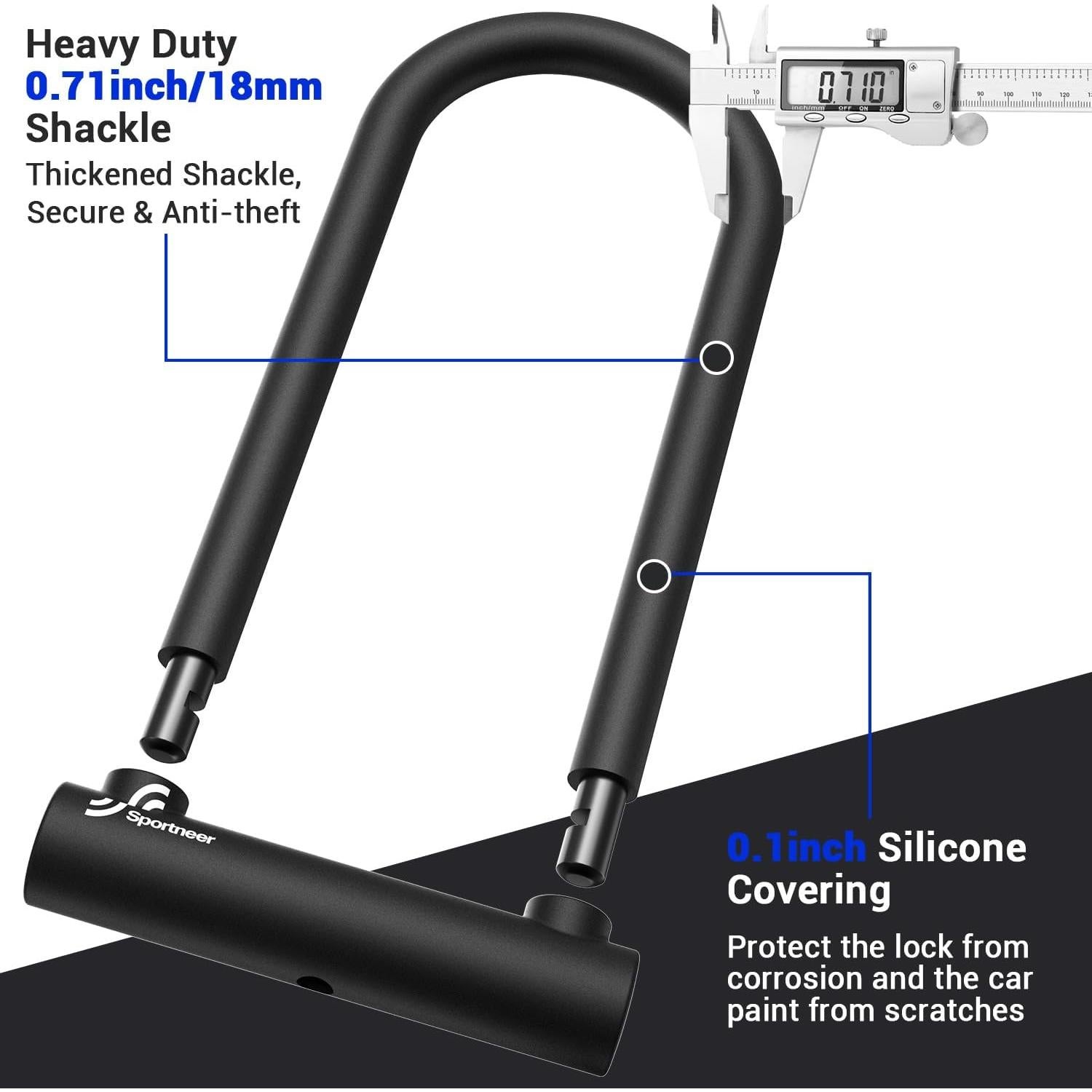 Candado U Sportneer para Bicicleta 18mm Antirrobo con Soporte