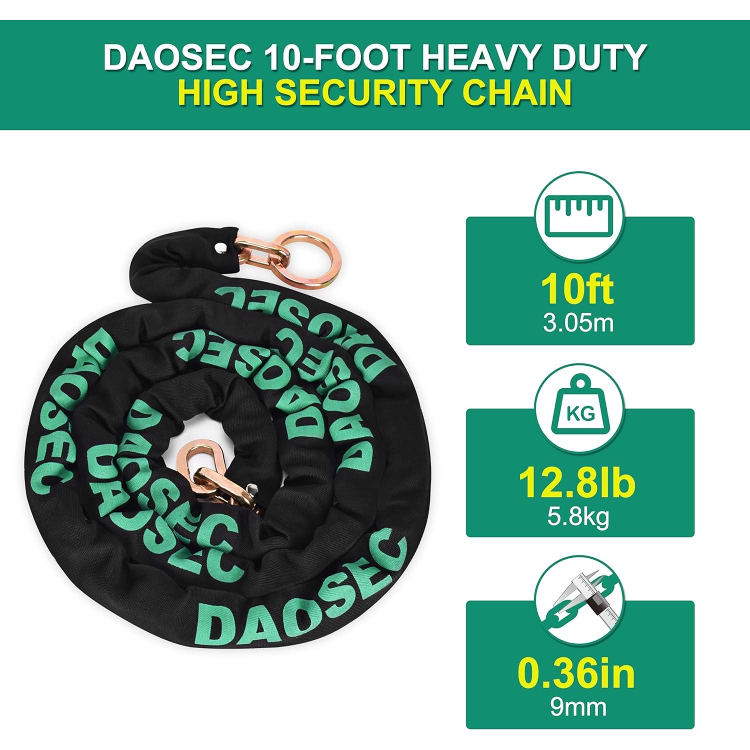 Cadena de Seguridad DAOSEC 3/8" 10 Pies Acero Endurecido