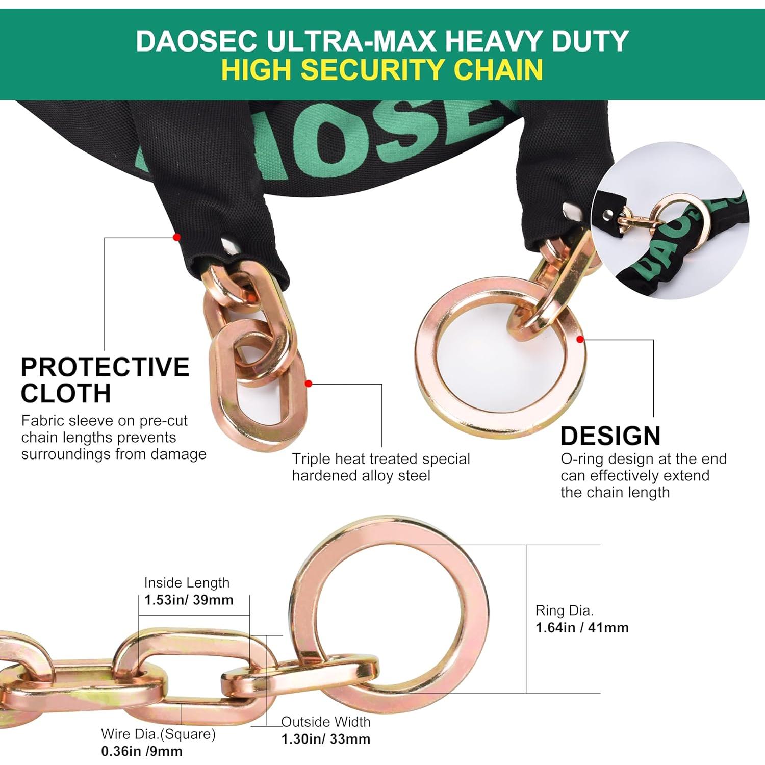 Cadena de Seguridad DAOSEC 3/8" 10 Pies Acero Endurecido