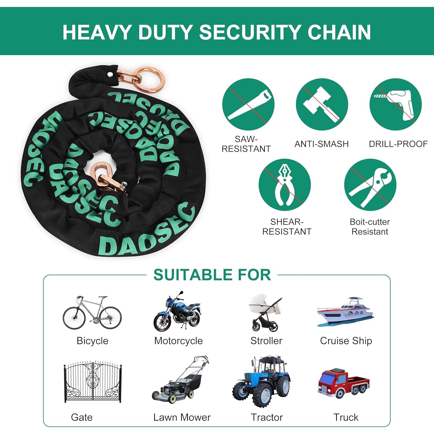 Cadena de Seguridad DAOSEC 3/8" 10 Pies Acero Endurecido