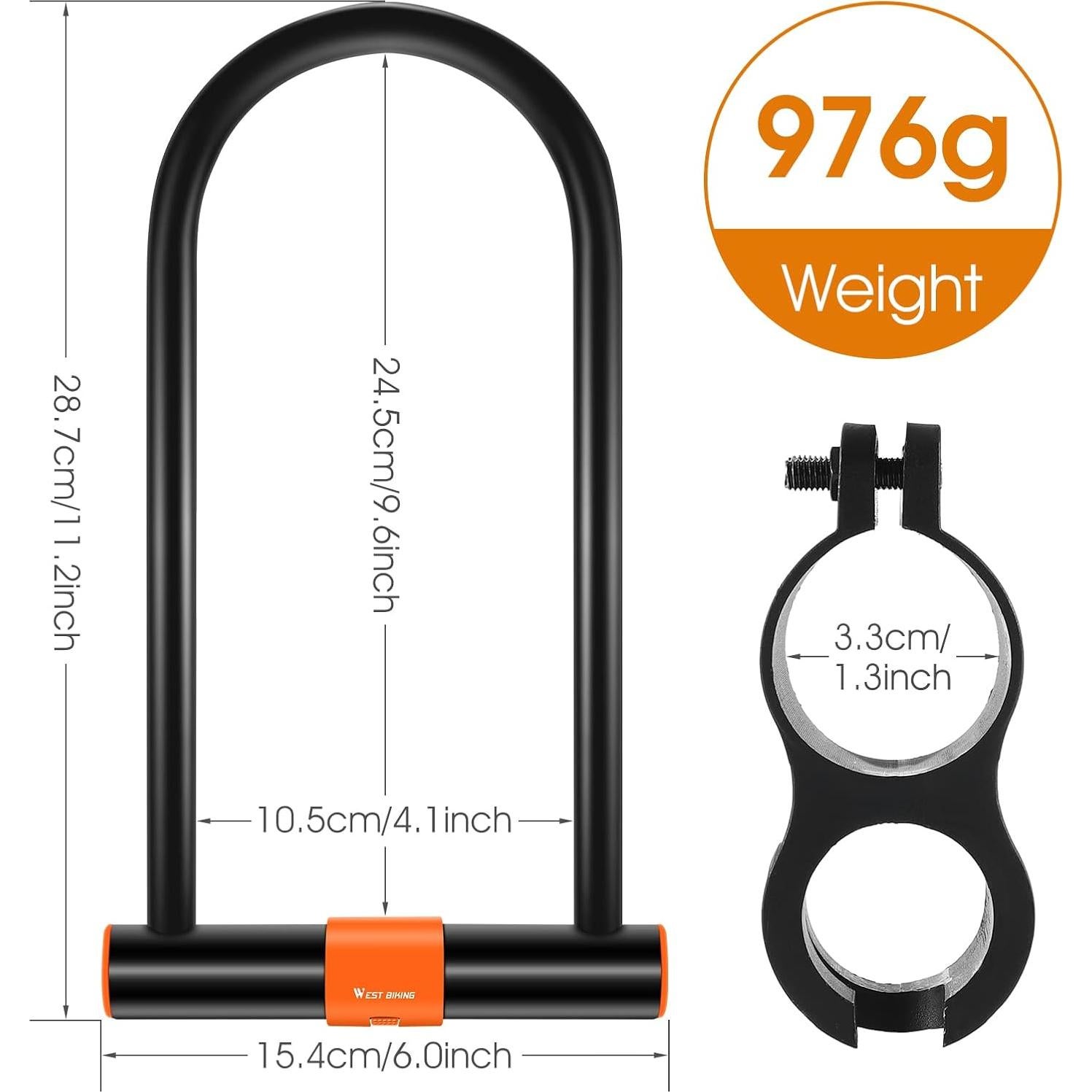 Candado en U LuTuo para Bicicleta 13.7mm Alta Resistencia