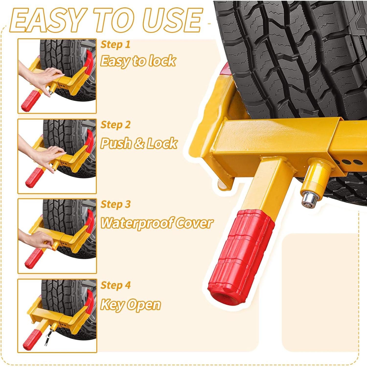 Bloqueo de Rueda de Remolque Bicos 2 Piezas Antirrobo Ajustable