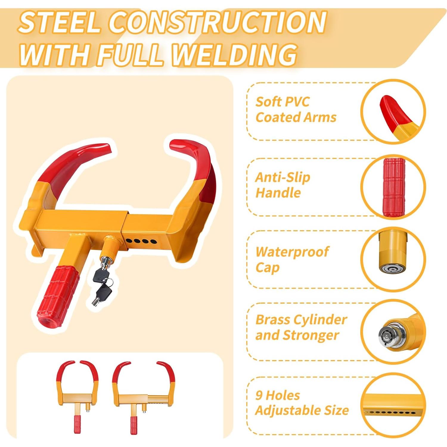 Bloqueo de Rueda de Remolque Bicos 2 Piezas Antirrobo Ajustable