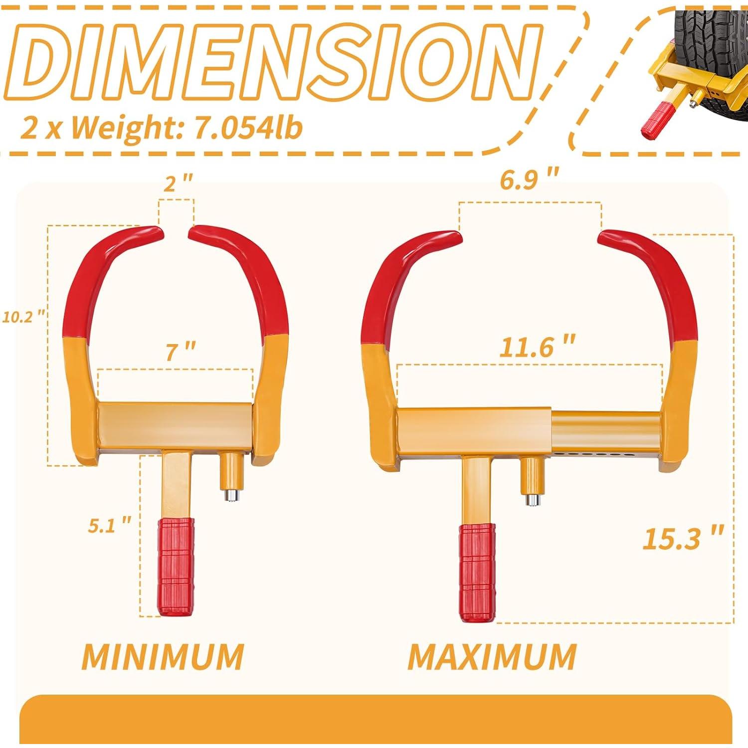 Bloqueo de Rueda de Remolque Bicos 2 Piezas Antirrobo Ajustable