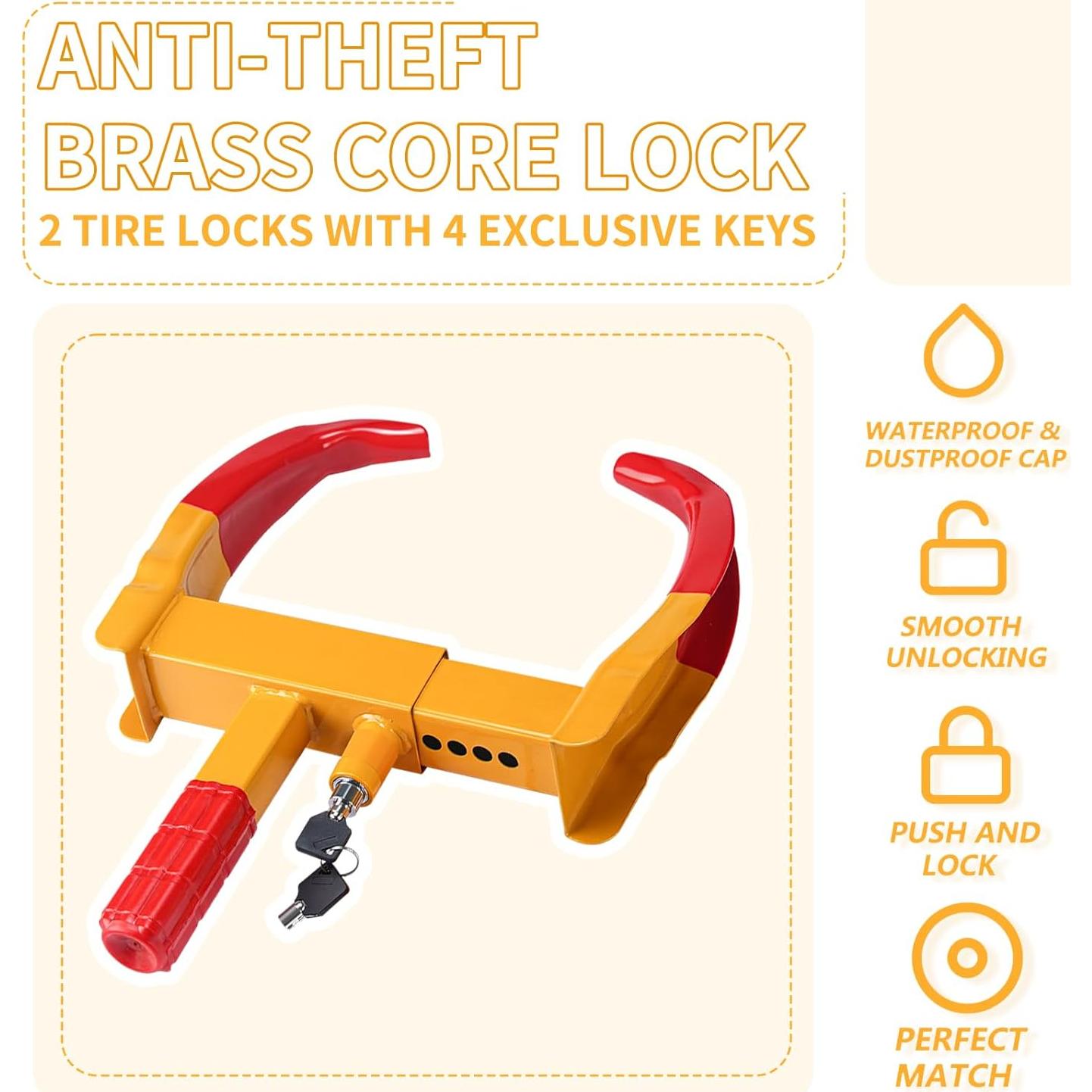 Bloqueo de Rueda de Remolque Bicos 2 Piezas Antirrobo Ajustable