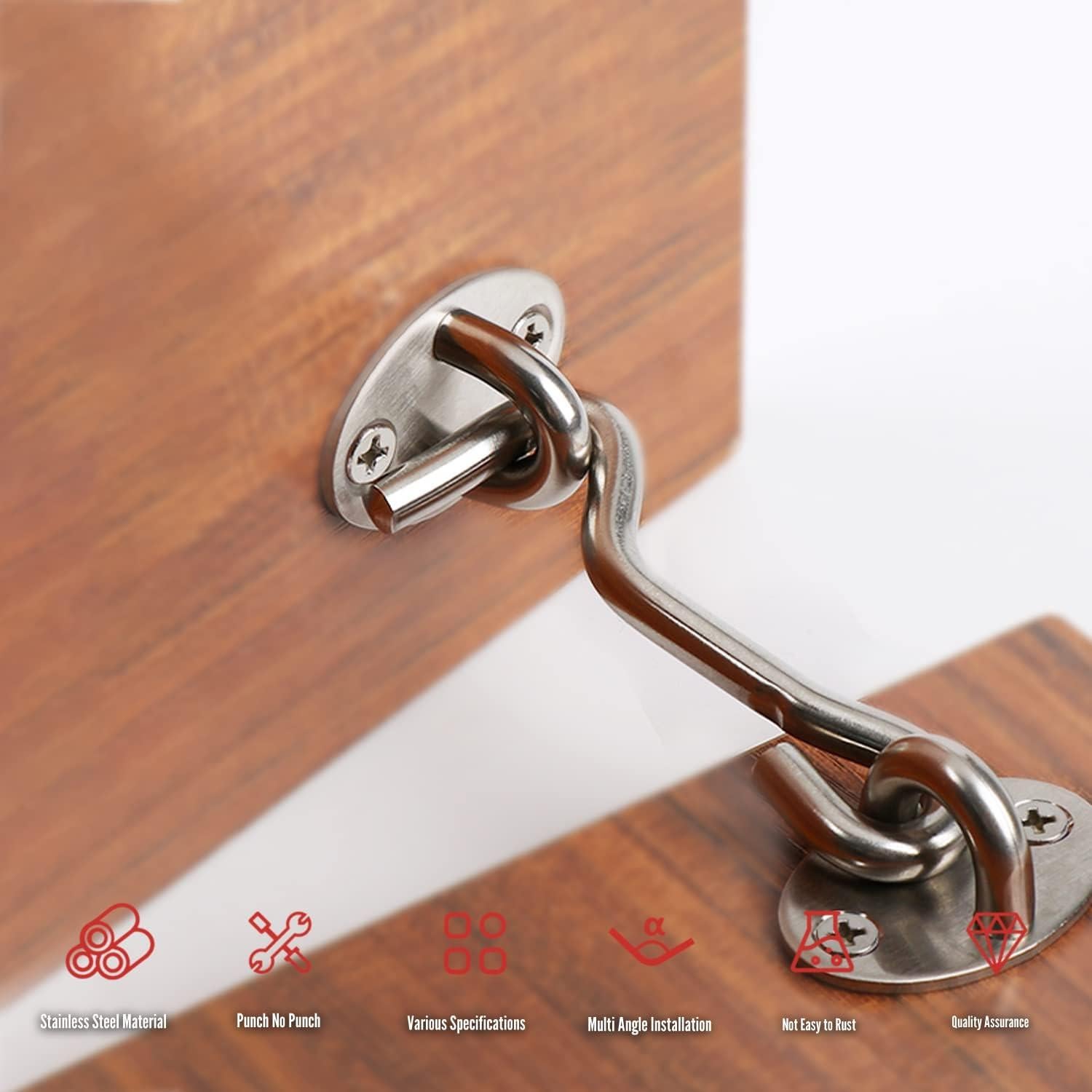 Gancho de Cabina MroMax 200mm Acero Inoxidable 5 Pcs