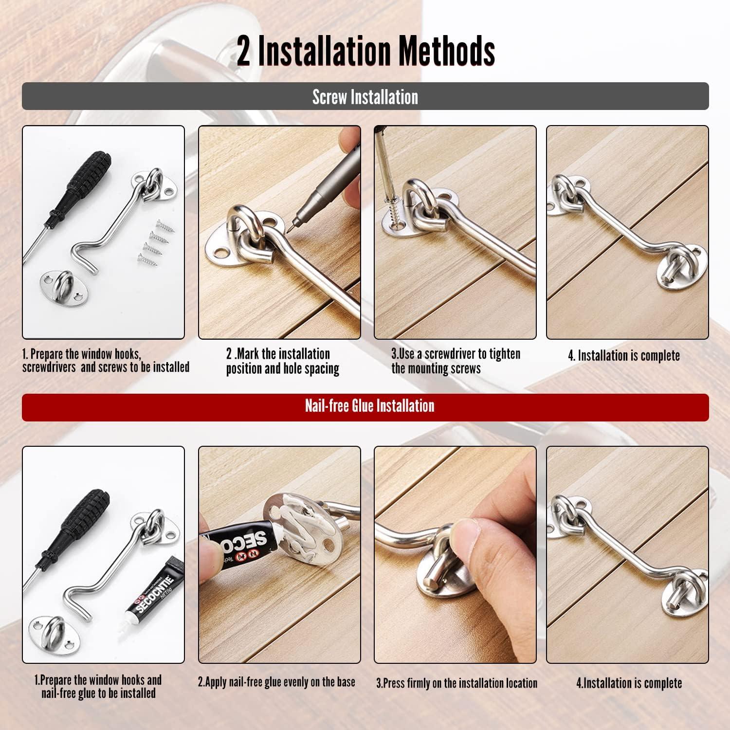 Gancho de Cabina MroMax 200mm Acero Inoxidable 5 Pcs