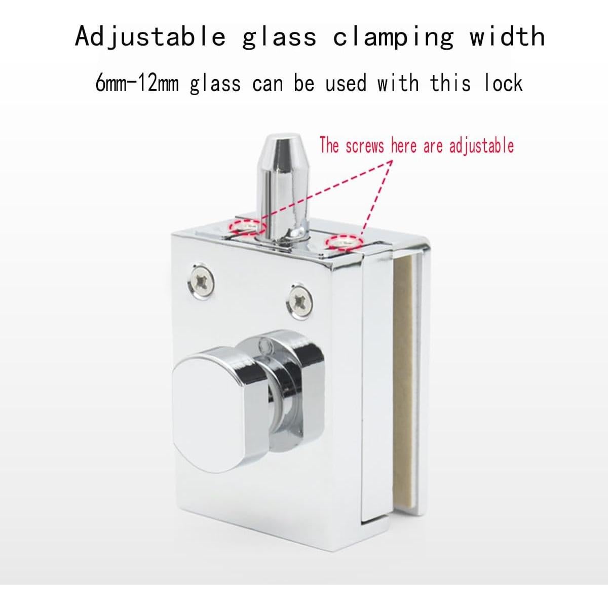 Cerradura de Pestillo de Vidrio WANLIAN Abatible 6-12mm