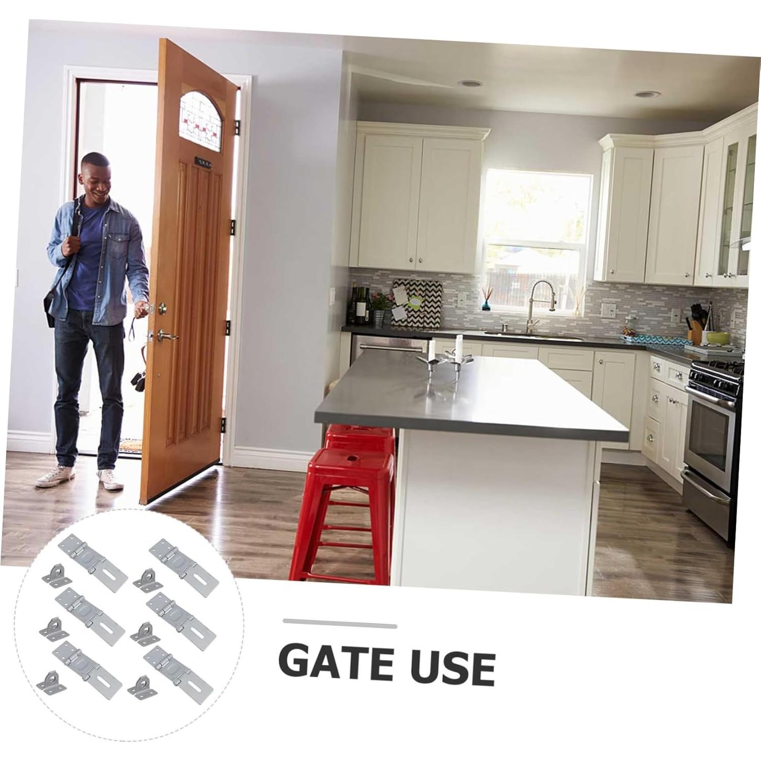 Cerradura de Seguridad Angoily 6 Pcs Doble Bisagra Hierro 14.8x4.1cm