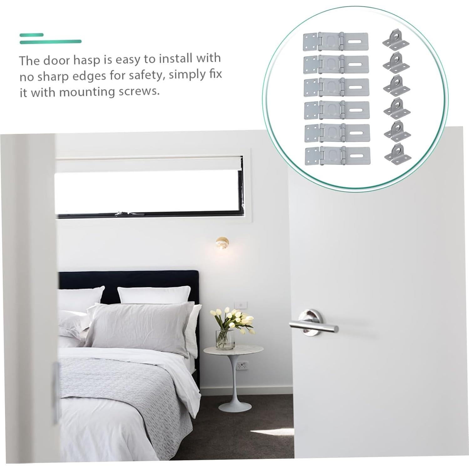 Cerradura de Seguridad Angoily 6 Pcs Doble Bisagra Hierro 14.8x4.1cm