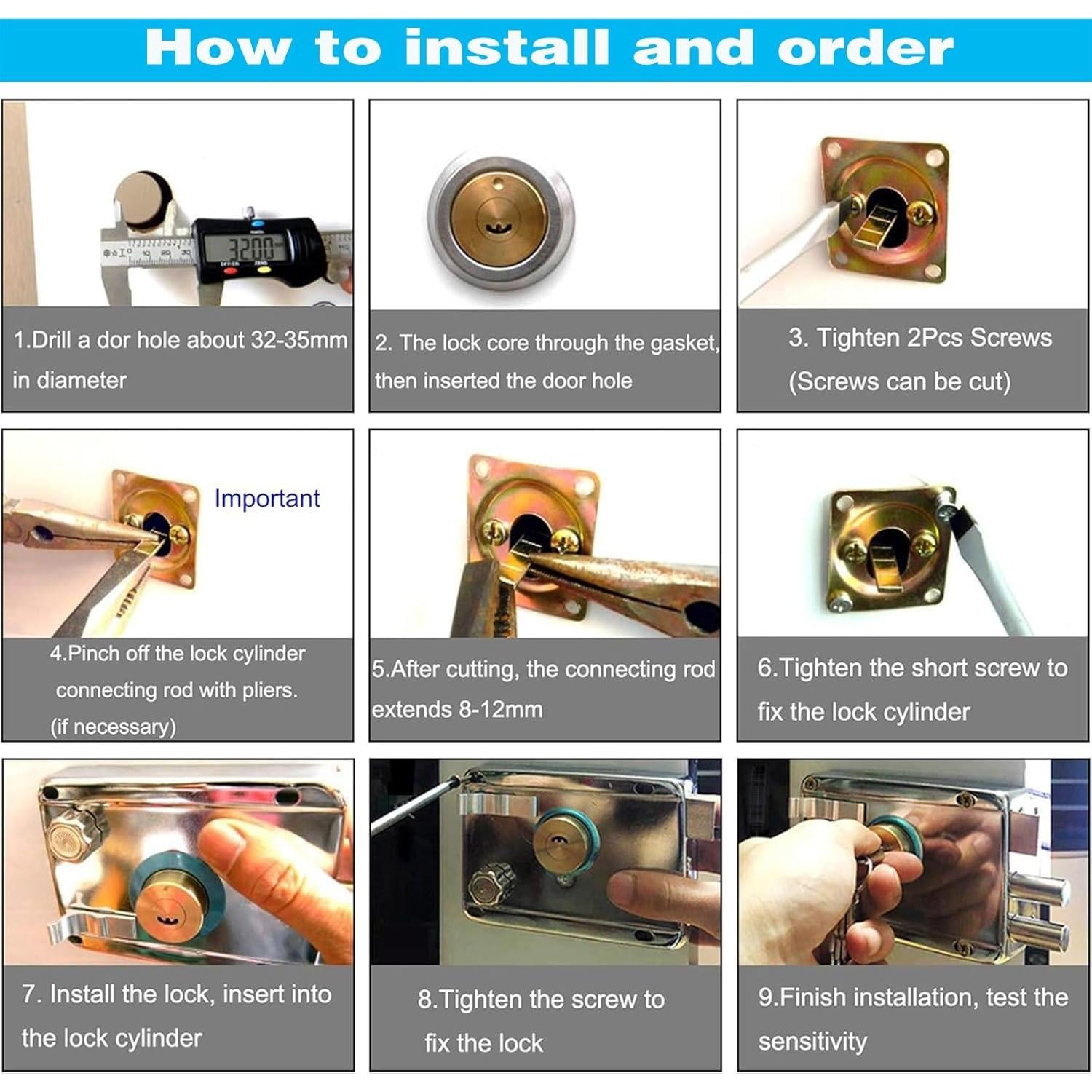 Cerradura de Pestillo Vertical FARFELLNY con Llave - 132x85mm