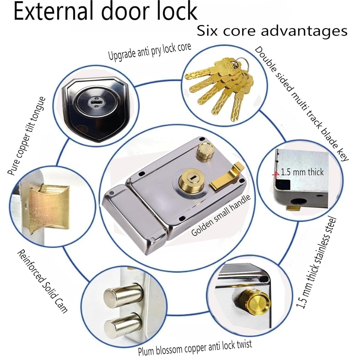 Cerradura de Pestillo Vertical FARFELLNY con Llave - 132x85mm