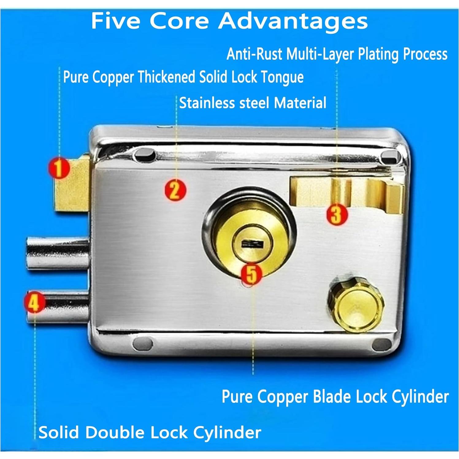 Cerradura de Pestillo Vertical FARFELLNY con Llave - 132x85mm
