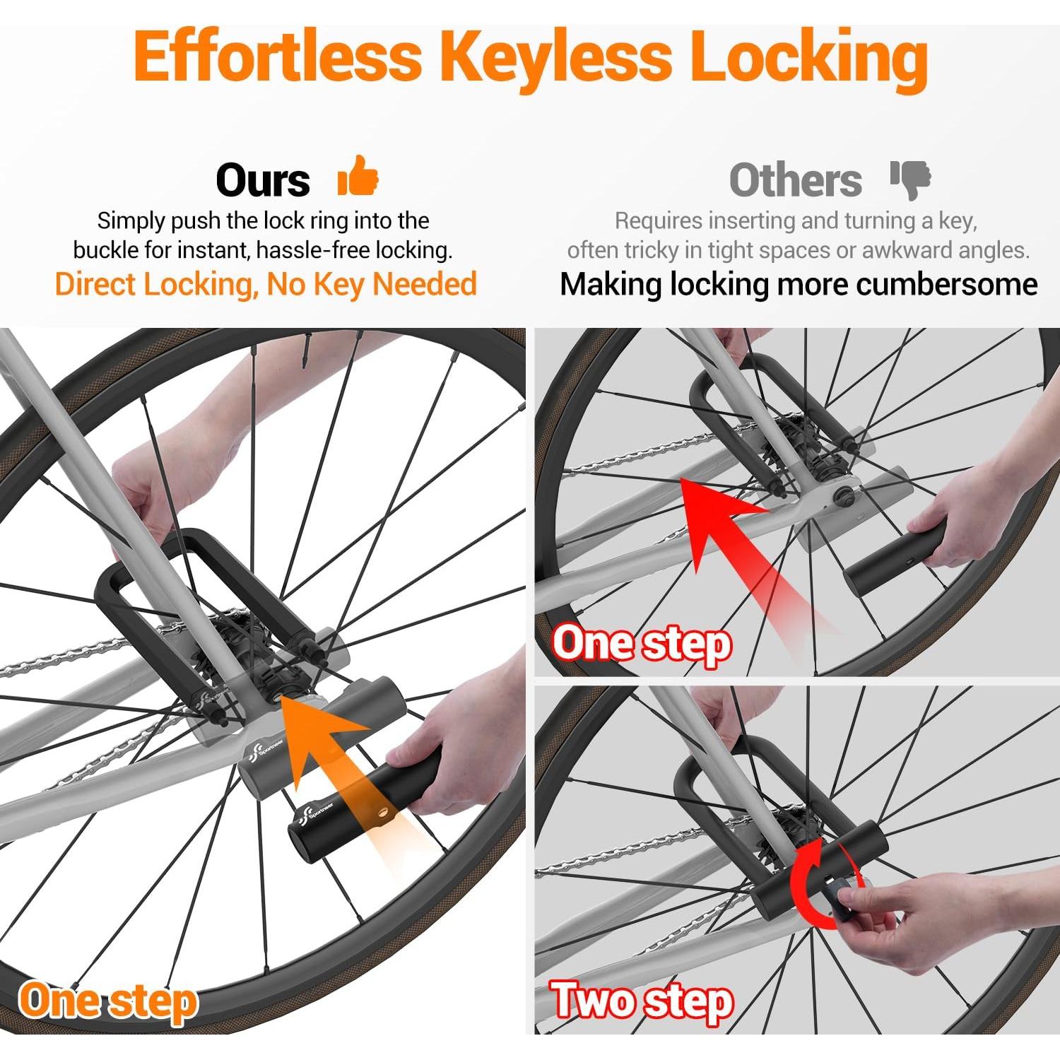 Candado U Sportneer 18mm Alta Seguridad con Cable 1.5m