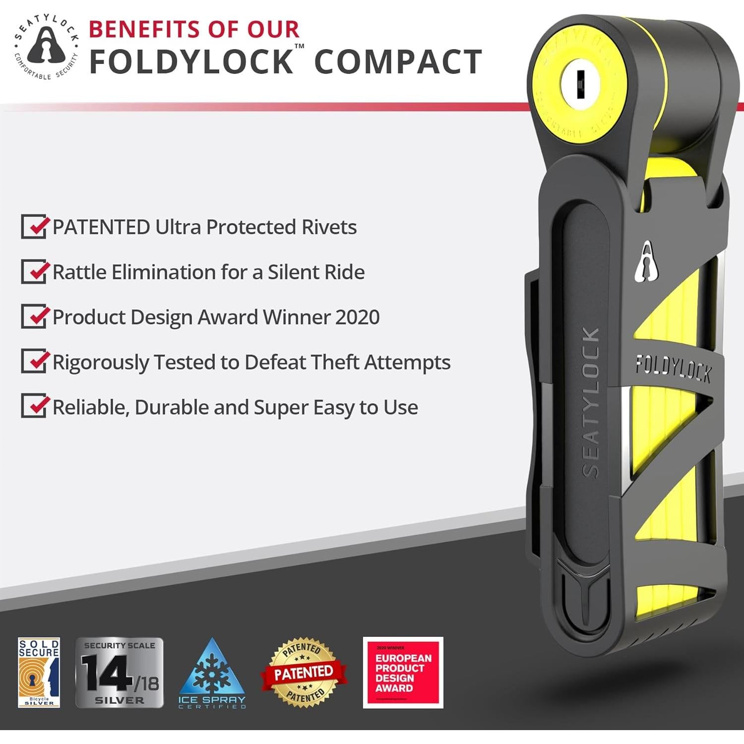 Candado Plegable Seatylock Foldylock Compact Amarillo 85cm