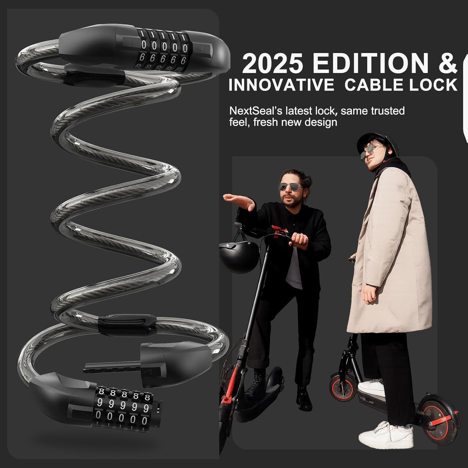 Candado de Cable NextSeal 12mm con Combinación 5 Dígitos 105cm