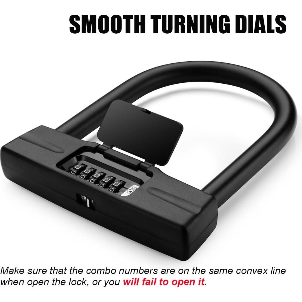 Candado en U USHAKE 14mm Combinación Antirrobo Negro