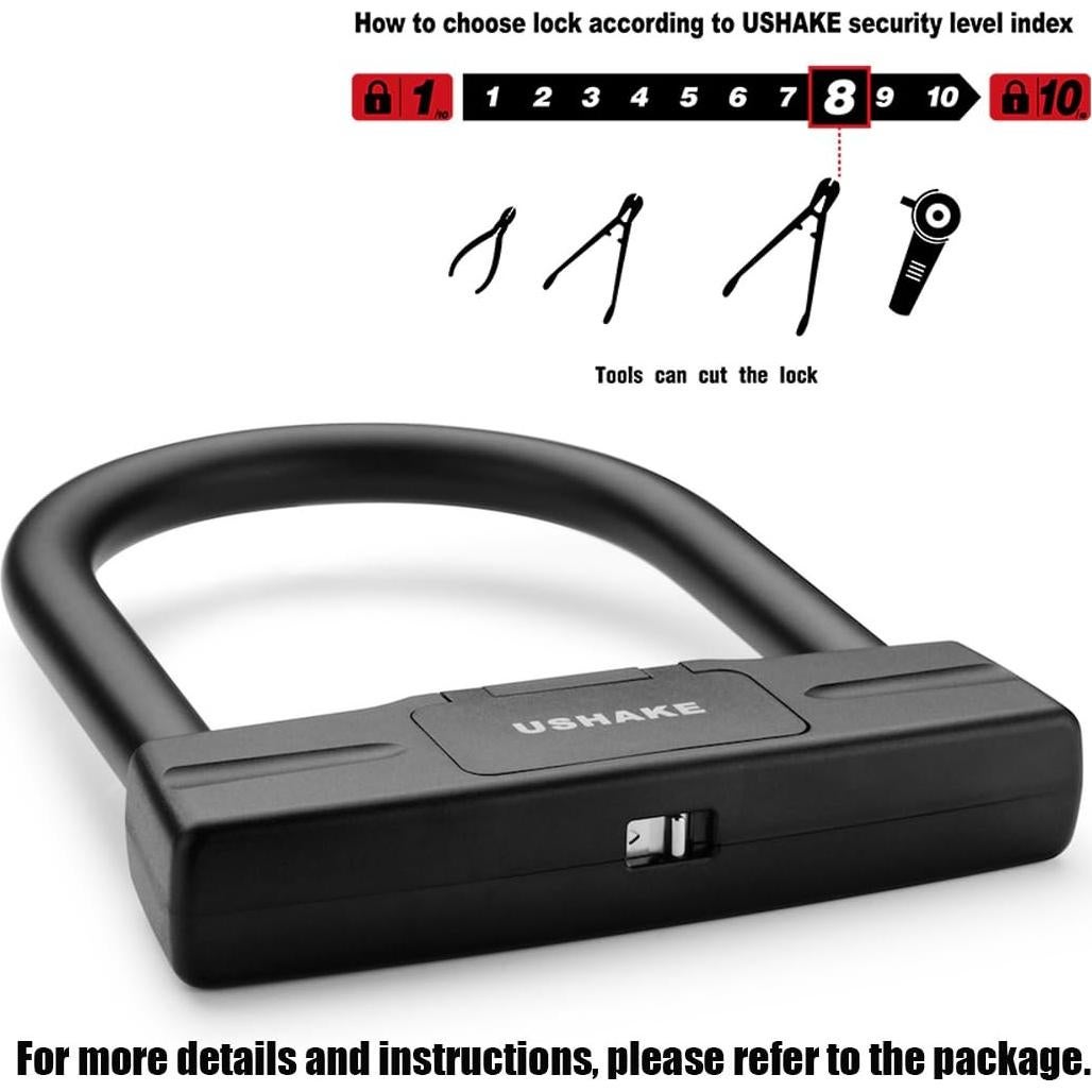Candado en U USHAKE 14mm Combinación Antirrobo Negro