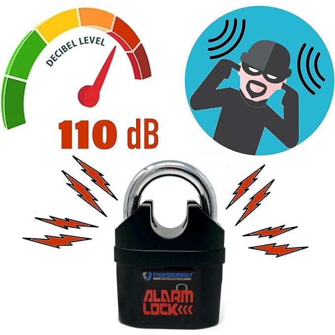 Candado de Alarma Thunderbolt 110dB Antirrobo Resistente