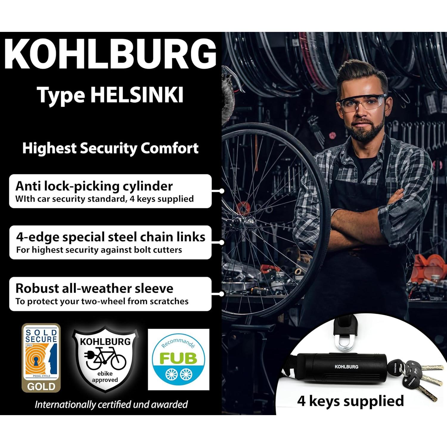 Candado de Cadena KOHLBURG Helsinki 1.2m Alta Seguridad