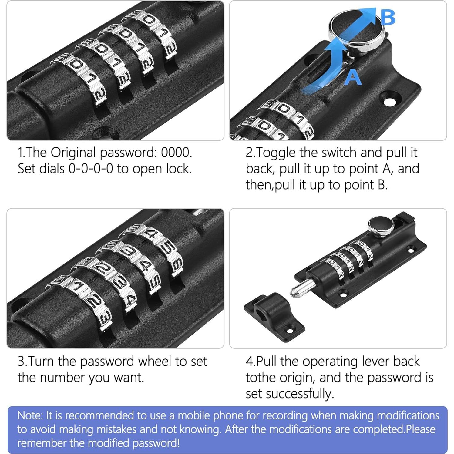 Cerrojo de Combinación Kitmose IVUS000763 Resistente al Óxido