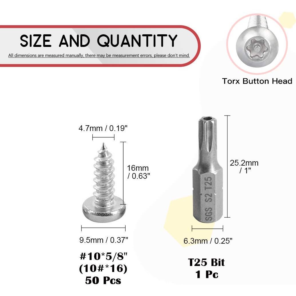 Tornillos de Cabeza Redonda Torx Hilitchi 50 Pcs Acero Inoxidable