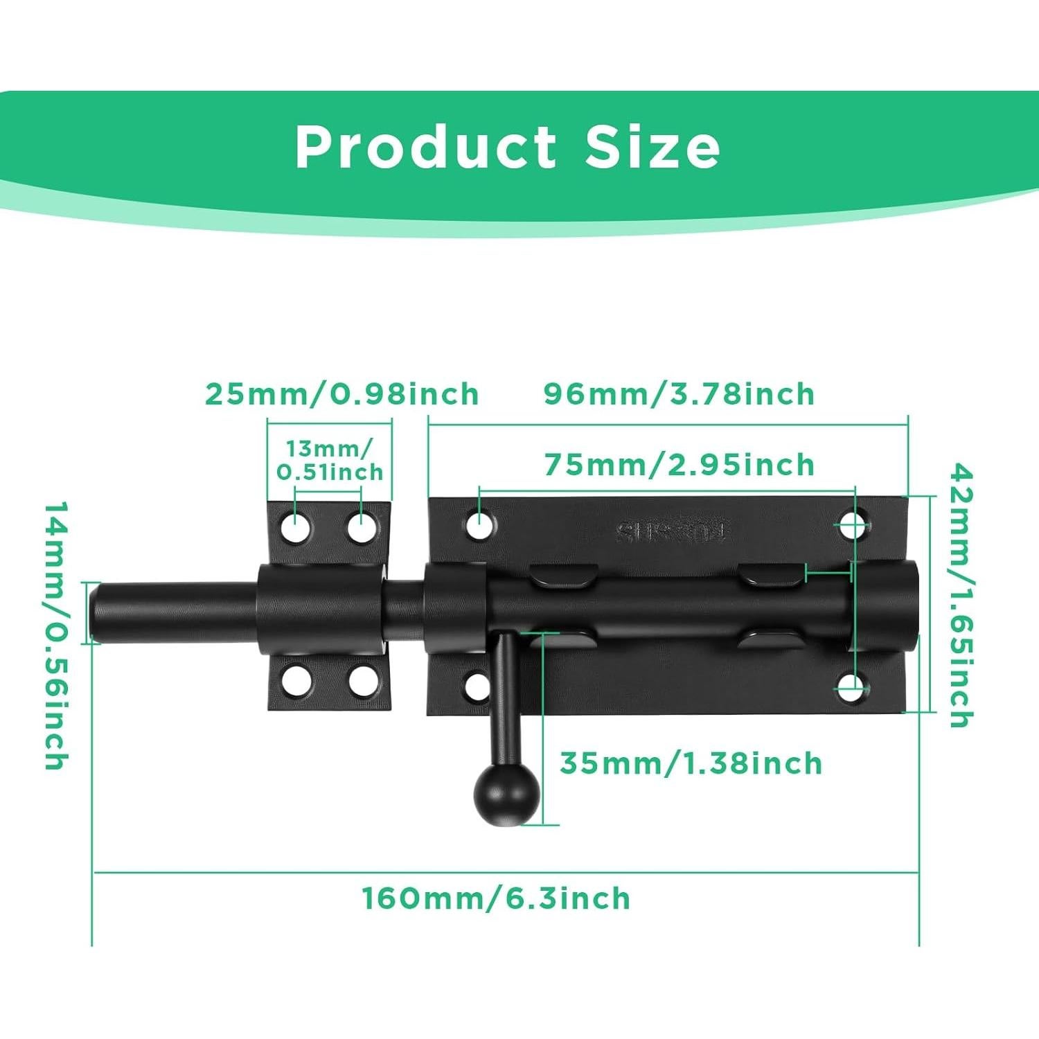 Paquete de 2 Pestillos Deslizantes Pafeooui 16 cm Acero Inoxidable