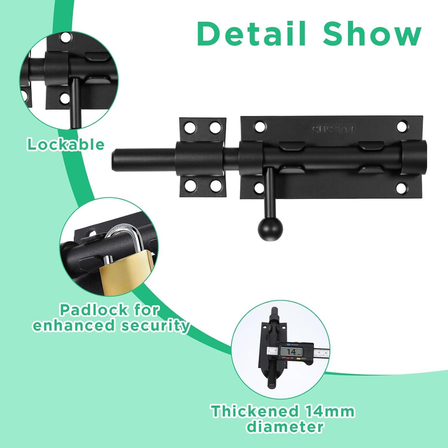 Paquete de 2 Pestillos Deslizantes Pafeooui 16 cm Acero Inoxidable