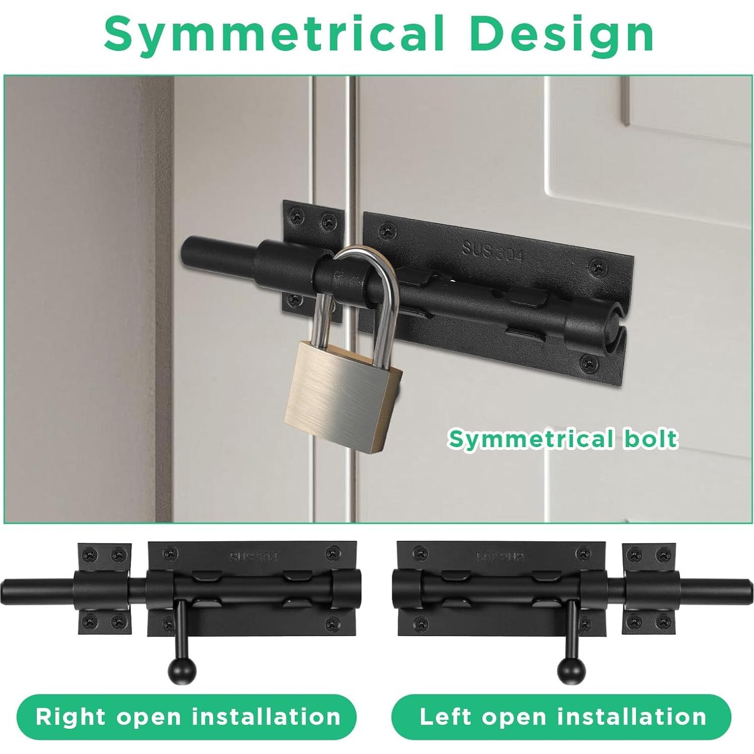 Paquete de 2 Pestillos Deslizantes Pafeooui 16 cm Acero Inoxidable
