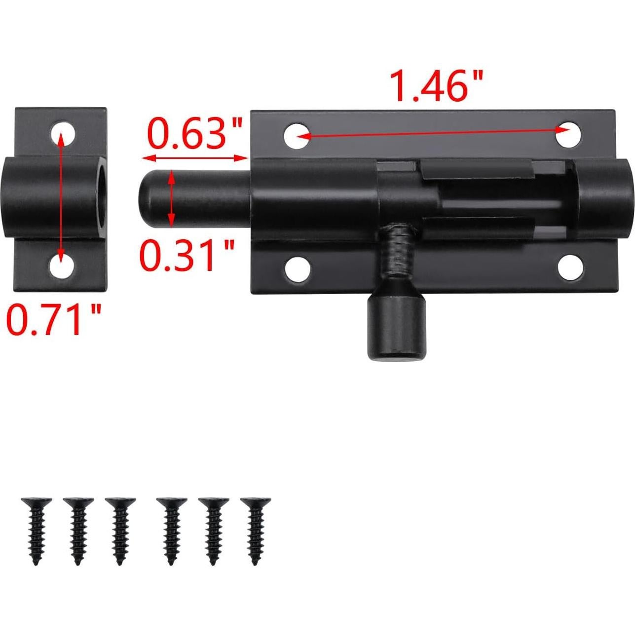 Cerradura de Pestillo de Barril MY MIRONEY 4 Unidades Aluminio Negro