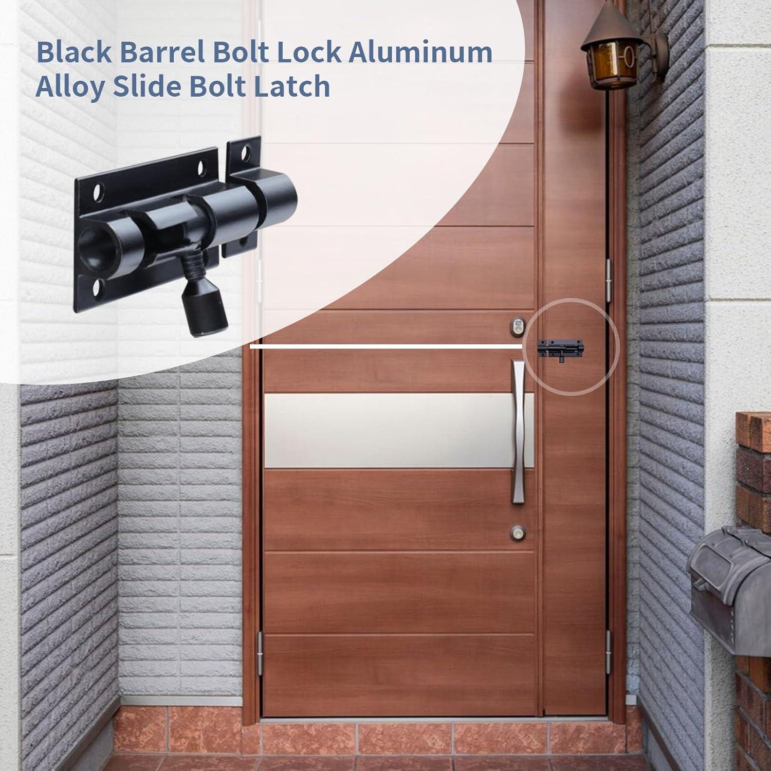 Cerradura de Pestillo de Barril MY MIRONEY 4 Unidades Aluminio Negro