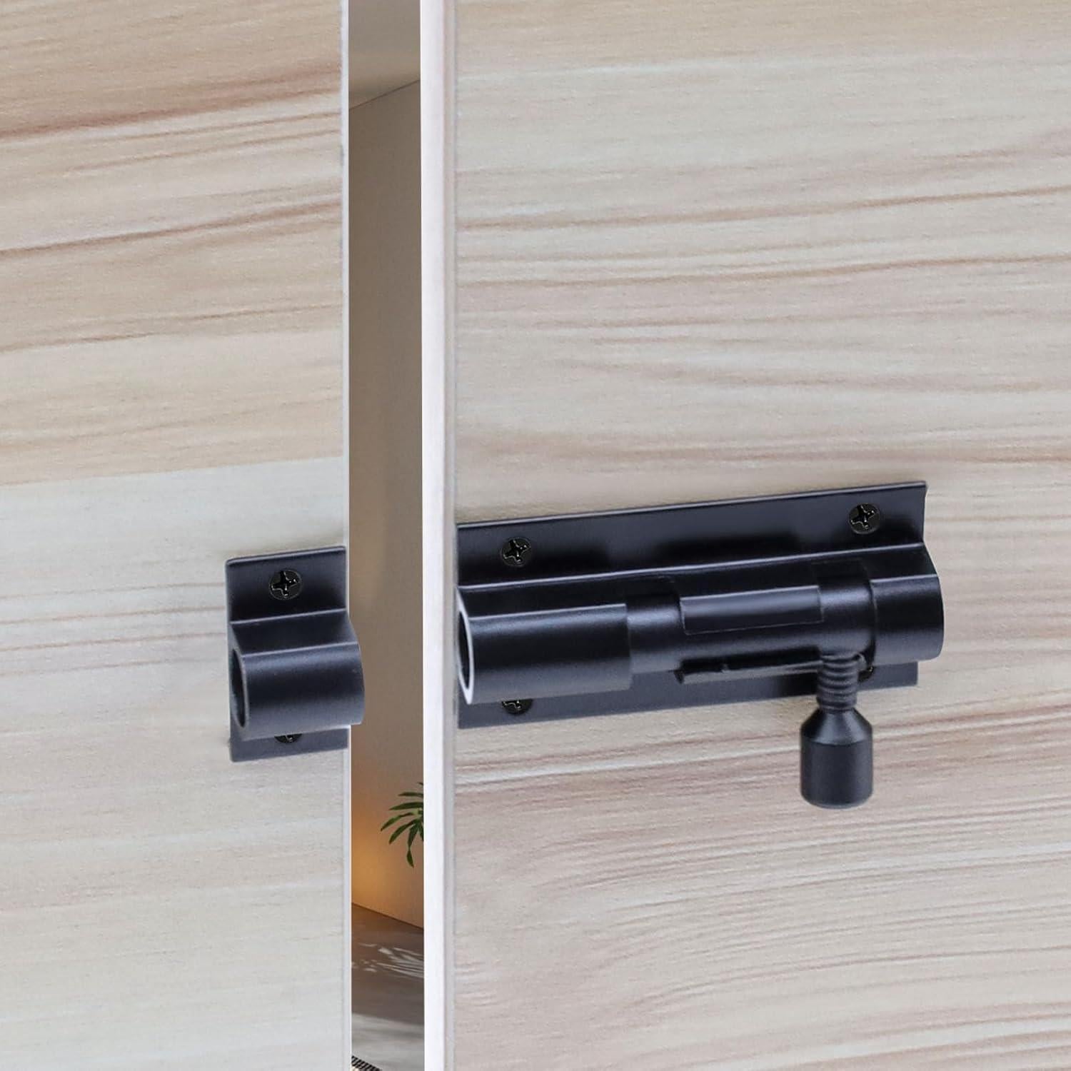 Cerradura de Pestillo de Barril MY MIRONEY 4 Unidades Aluminio Negro