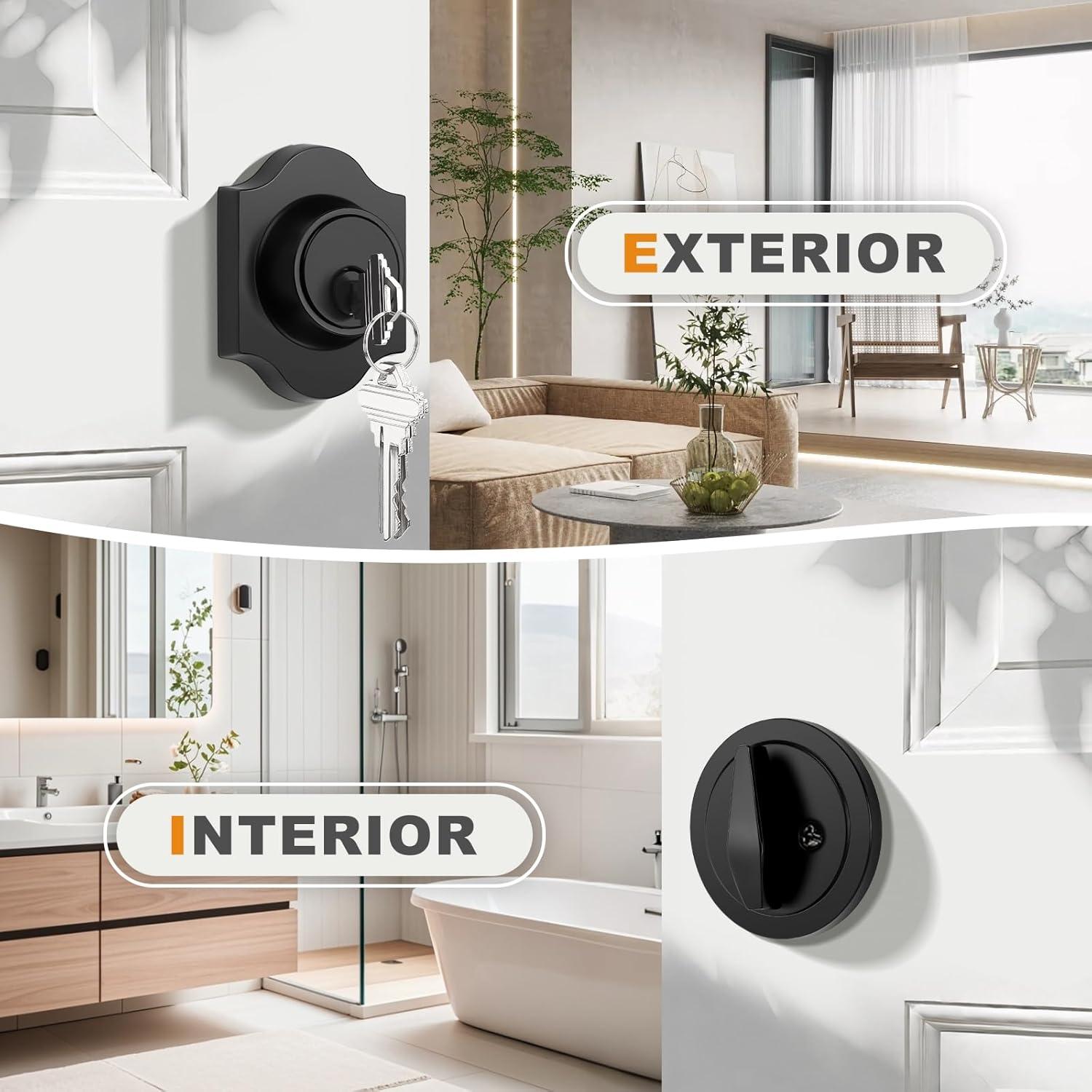 Cerradura Probrico Cilindro Simple Negra con 3 Llaves 60mm