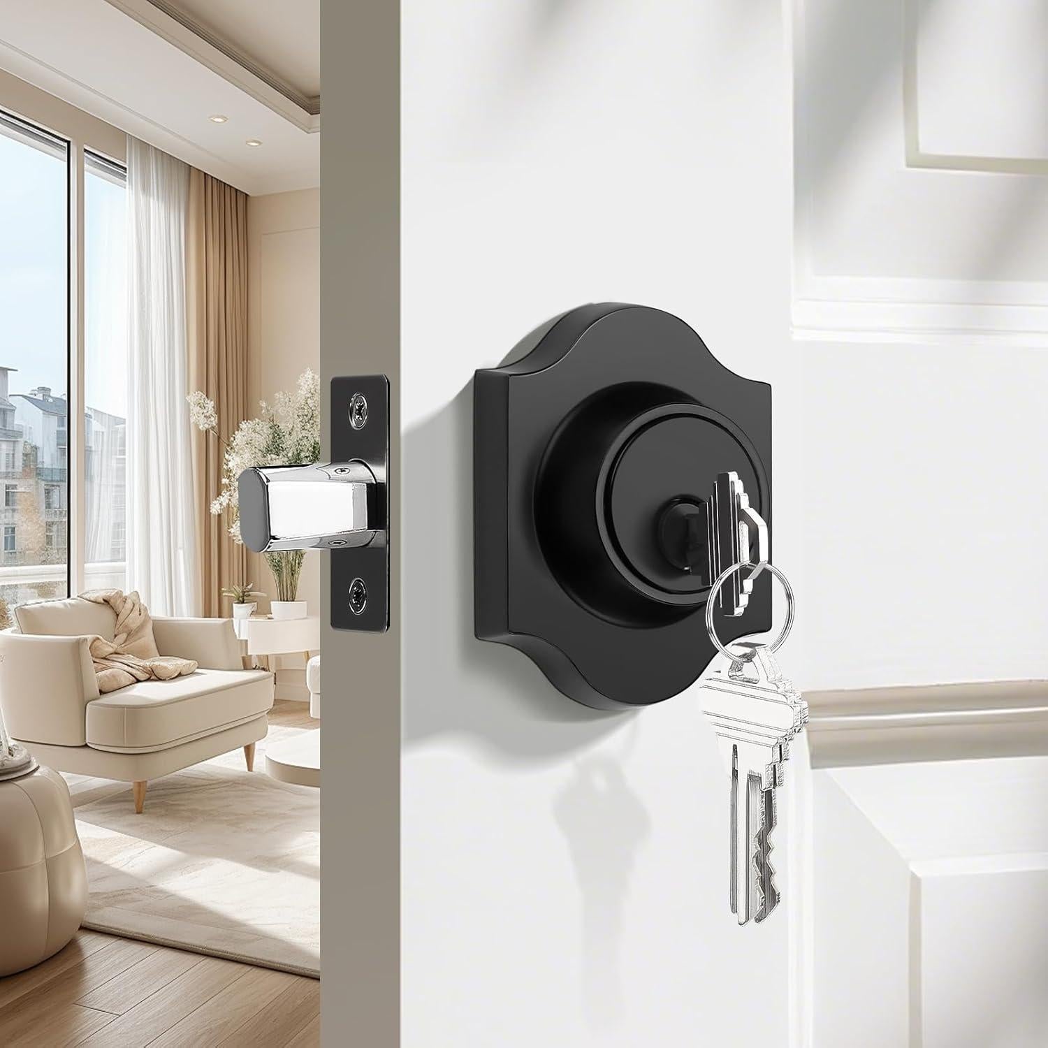 Cerradura Probrico Cilindro Simple Negra con 3 Llaves 60mm