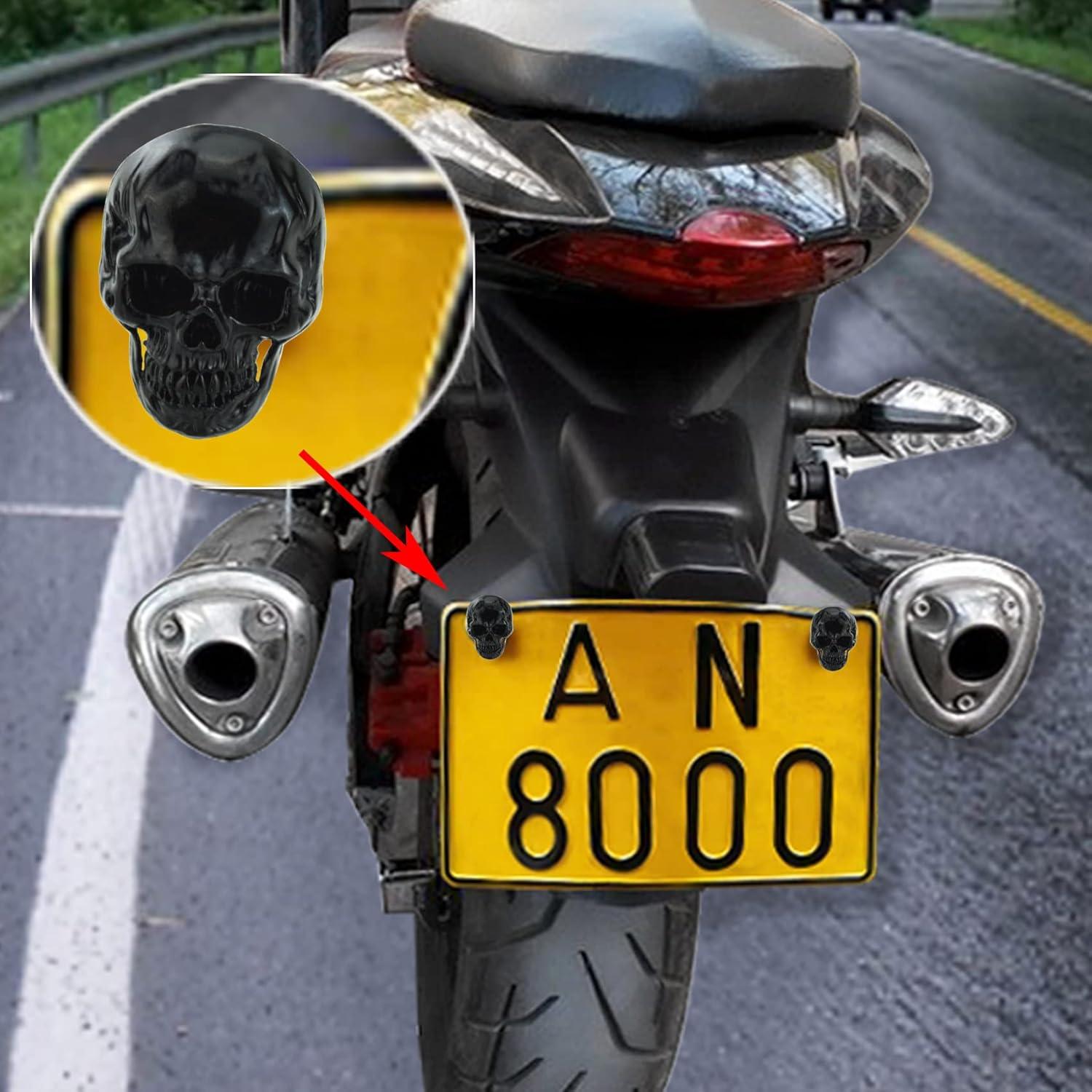 Tornillos de Placa de Licencia Abfer Skull Antirrobo 4 Pzas