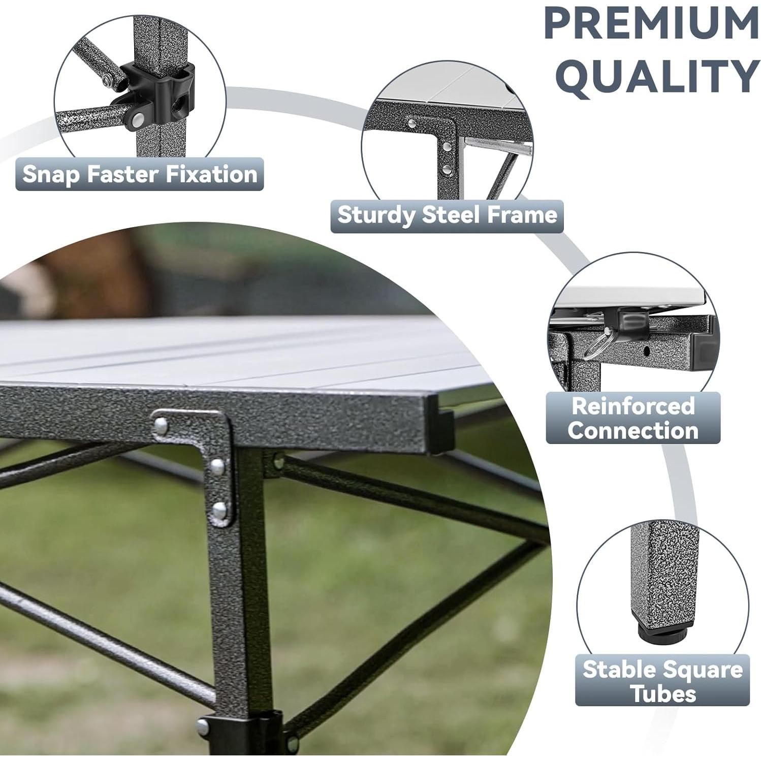 Mesa de Camping KingCamp Plegable Aluminio 135.9x69.9cm