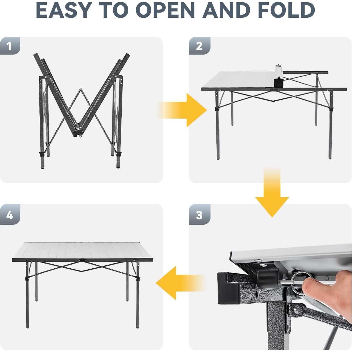 Mesa de Camping KingCamp Plegable Aluminio 135.9x69.9cm