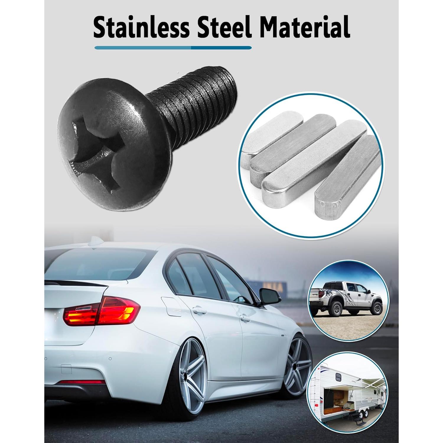 Tornillos de Placa de Licencia Negros ProudUp M6x16mm Acero Inoxidable